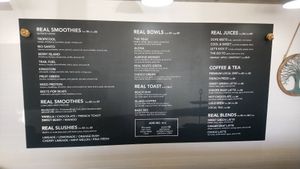 Liquid menu at Real Roots Cafe in Fort Oglethorpe