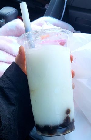 Lychee Slush w// boba at Vegan Bowl in West Jordan