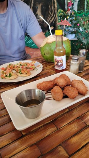Taro balls , bruschetta at California Cafe  in Havana