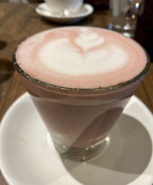 Beetroot latté  at Sycamore Meadows in Reservoir