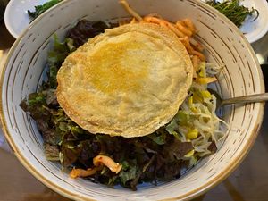 Why yes, I would like to add that vegan fried egg to my bibimbap!  at Oh Se Gae Hyang - 오세계향 in Seoul