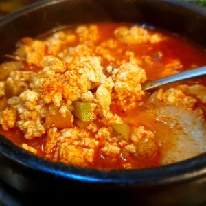 spicy soft tofu soup at Oh Se Gae Hyang - 오세계향 in Seoul