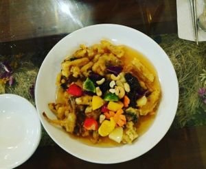 Tangsuyuk (soy protein slices in sour-sweet sauce) at Oh Se Gae Hyang - 오세계향 in Seoul