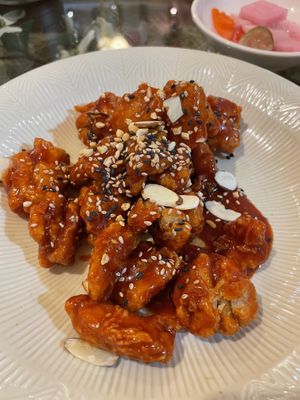 Sweet Spicy Korean chicken   at Oh Se Gae Hyang - 오세계향 in Seoul