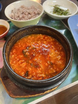 Spice tofu stew  at Oh Se Gae Hyang - 오세계향 in Seoul