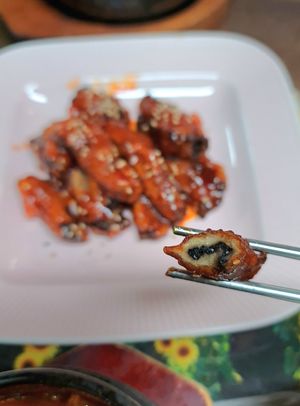 Fried mushroom roll - inside at Oh Se Gae Hyang - 오세계향 in Seoul