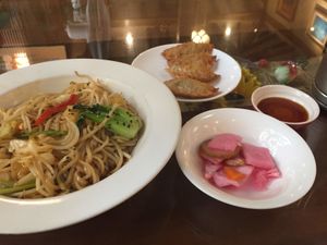 Noodle dish and dumplings at Oh Se Gae Hyang - 오세계향 in Seoul