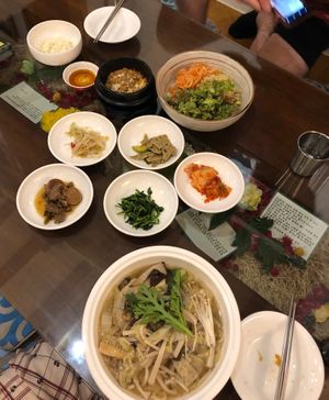Pictured: Bibimbap at the top, and the Noodle Soup at the bottom. (I don't recommend the Noodle Soup). at Oh Se Gae Hyang - 오세계향 in Seoul