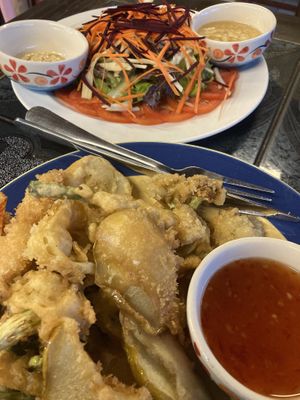 Salad and tempura   at JiJi Restaurant in Mae Hong Son