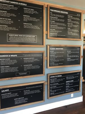 Great menu at Mother's Juice Cafe in Bend