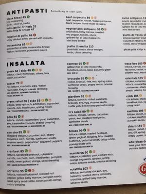 Menu at Col'Cacchio Pizzeria - Montecasino in Johannesburg