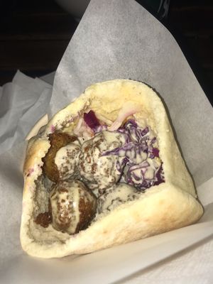 Falafel pita with hommus at Falafel Bar in Budapest