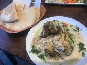 Hummus plate ”Extra” at Falafel Bar in Budapest