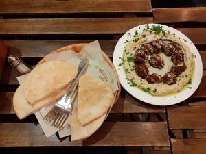 Hummus falafel plate at Falafel Bar in Budapest