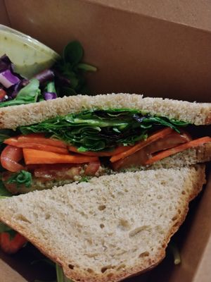 Garden Balsamic: Super Delicious, the herb cheese is vegan and pairs well with the balsamic vegetables. This and the marinated tofu are our favorite. at Savage Goods in El Paso