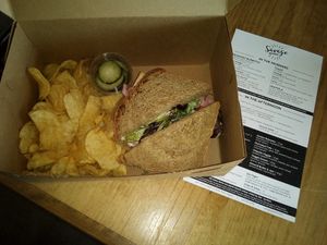 Vegan Marinated Tofu Sandwich with chips!! at Savage Goods in El Paso