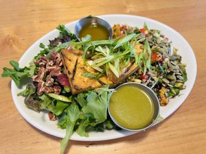 Tofu with market leafy greens and California quinoa  at Mary Be Kitchen in Toronto