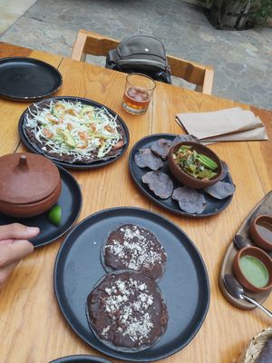 Our 4 dishes at Hierba Dulce in Oaxaca