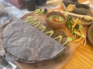Empanadas con mole amarilla y setas at Hierba Dulce in Oaxaca