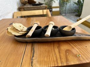 The chips that come with every meal  at Hierba Dulce in Oaxaca