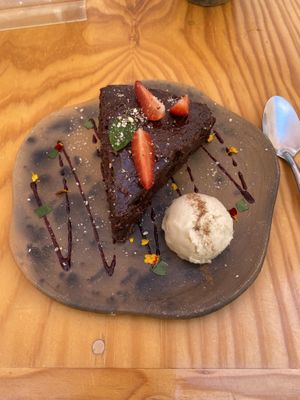 Chocolate cake at Hierba Dulce in Oaxaca