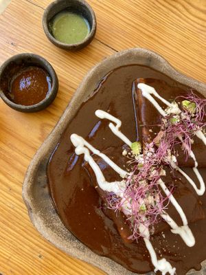 Enfrijoladas 🌶  at Hierba Dulce in Oaxaca