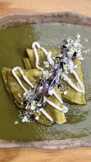 enchiladas verdes   at Hierba Dulce in Oaxaca