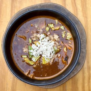 bean soup - quite bland  at Hierba Dulce in Oaxaca