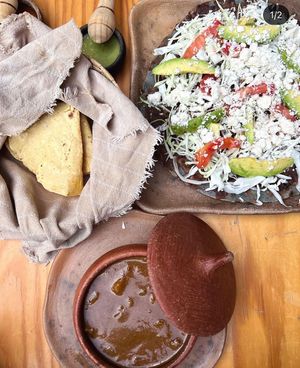 Mole and Tlayuda  at Hierba Dulce in Oaxaca