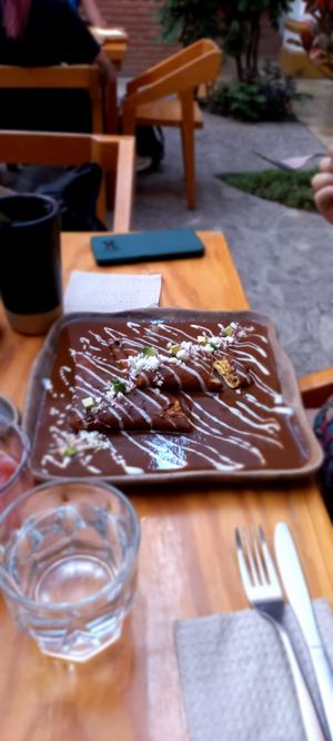 Enfrijolada, maravillosa, el sabor de la hierba del conejo es increíble. at Hierba Dulce in Oaxaca