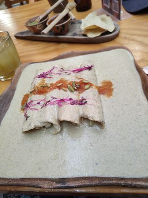 Falso papatzul at Hierba Dulce in Oaxaca