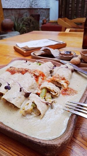 Veggie filling at Hierba Dulce in Oaxaca