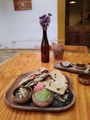 Tlayuda sencilla at Hierba Dulce in Oaxaca