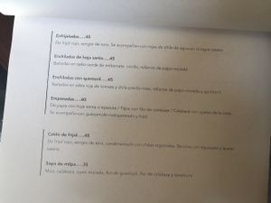 Menu  at Hierba Dulce in Oaxaca
