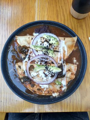Enchiladas at Hierba Dulce in Oaxaca