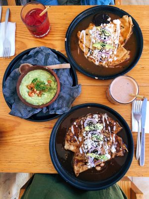 Great guacamole. Disappointing bland enfrijoladas and enchiladas.   Expensive.  at Hierba Dulce in Oaxaca