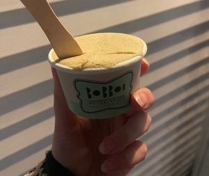 Kids size ice cream   at Bobboi Natural Gelato in La Jolla