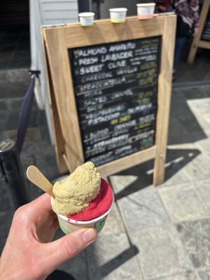 Blood orange and pistachio   at Bobboi Natural Gelato in La Jolla