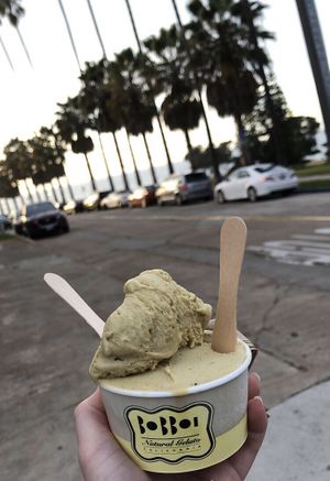 Pistachio gelato (vegan) at Bobboi Natural Gelato in La Jolla