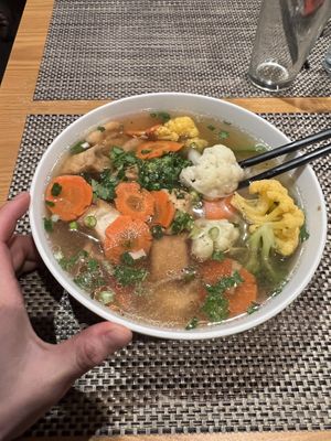 Veg pho - hand for scale   at Peak of Asia in Breckenridge