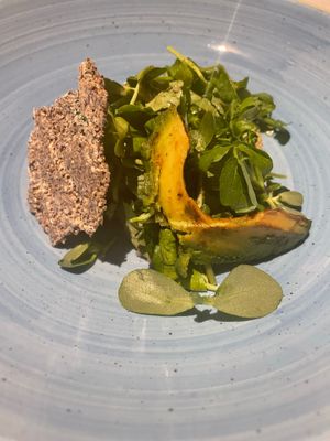 Roasted avocado, crunchy chia with Quinoa and dried fruits at Cafe Des Artistes in Puerto Vallarta