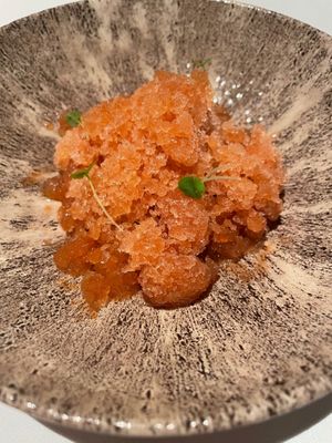 Cassis sorbet and soices at Cafe Des Artistes in Puerto Vallarta