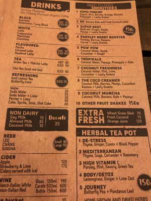 Menu 2 at Seed to Feed in Koh Phangan