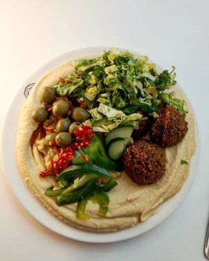 vegetarian mix hummus at Hummus and Couscous Bar - Aupark Mall in Bratislava