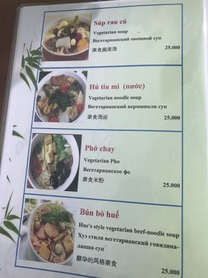 Menu at Phap Duyen Mon An Chay in Mui Ne