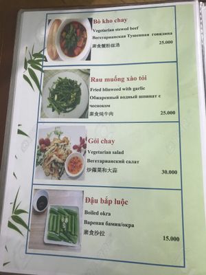 Menu at Phap Duyen Mon An Chay in Mui Ne