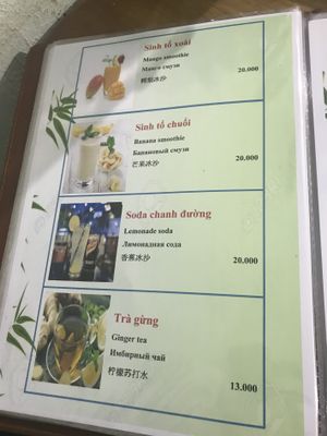 Menu at Phap Duyen Mon An Chay in Mui Ne