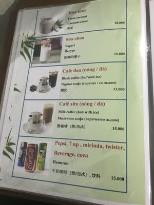 Menu at Phap Duyen Mon An Chay in Mui Ne