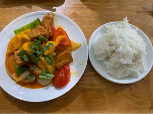 Sweet and sour pork rib  at Phap Duyen Mon An Chay in Mui Ne