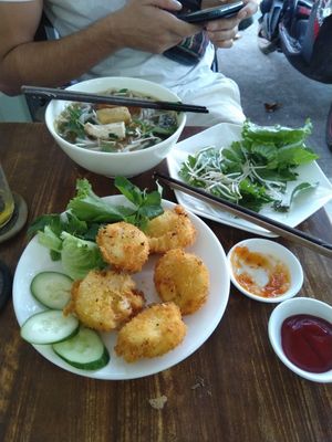 Soup and fried tofu at Phap Duyen Mon An Chay in Mui Ne